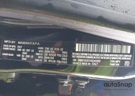 2017 Maserati Levante Sport из США, поврежденный, VIN ZN661XUS1HX243202